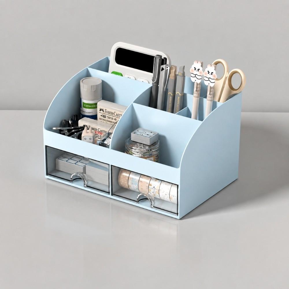 Transparent Drawers Makeup Organizer Large Capacity Pen Holder Practical Desk Organizer School