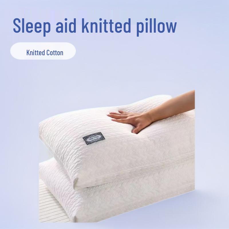 

Knitted Cotton Linen Neck Support Pillow - Durable, Non-Collapsing Core for Home, Hotel, and Dormitory Use. 48*74cm Green Pillowcase Only білий