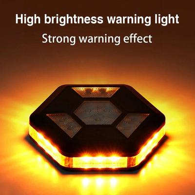 Car Rotating LED Magnetic Warning Light Flashing Rechargeable Yellow Traffic Safety Flash Auto Safety Signal Light Warning Light