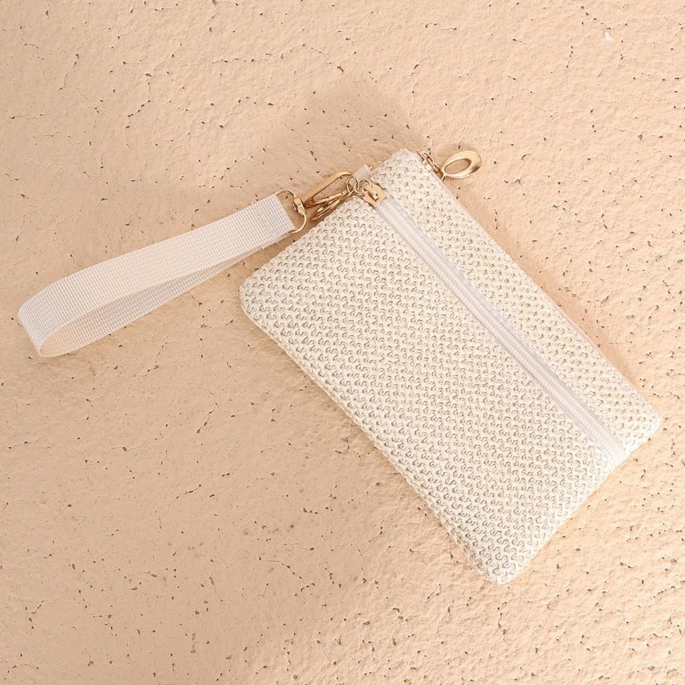 

Fashion Double Zipper Straw Wallet Zipper Closure Durable Straw Mini Wallet Handmade Woven Texture Coin Purse For Lady