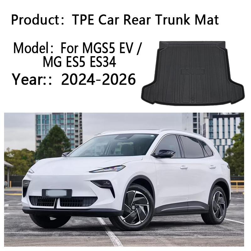Car Rear Trunk Mat For MGS5 EV ES34 MG ES5 2024 2025 2026 TPE Carpet Storage Pad Cargo Tray Cushion Boot Mats Car Accessories