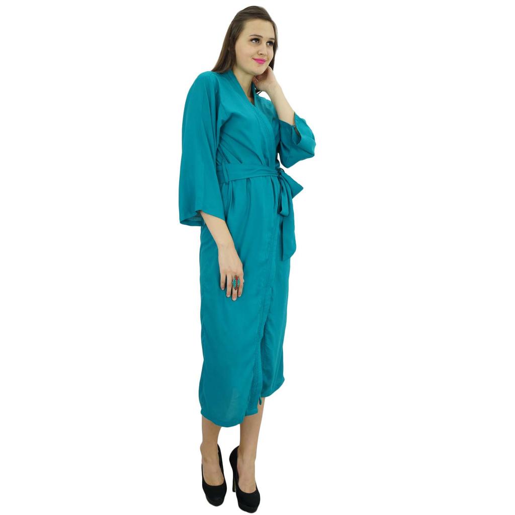 Bimba Women Long Solid Belt Robe Soft Modal Cotton Wrap Round Plain Bath
