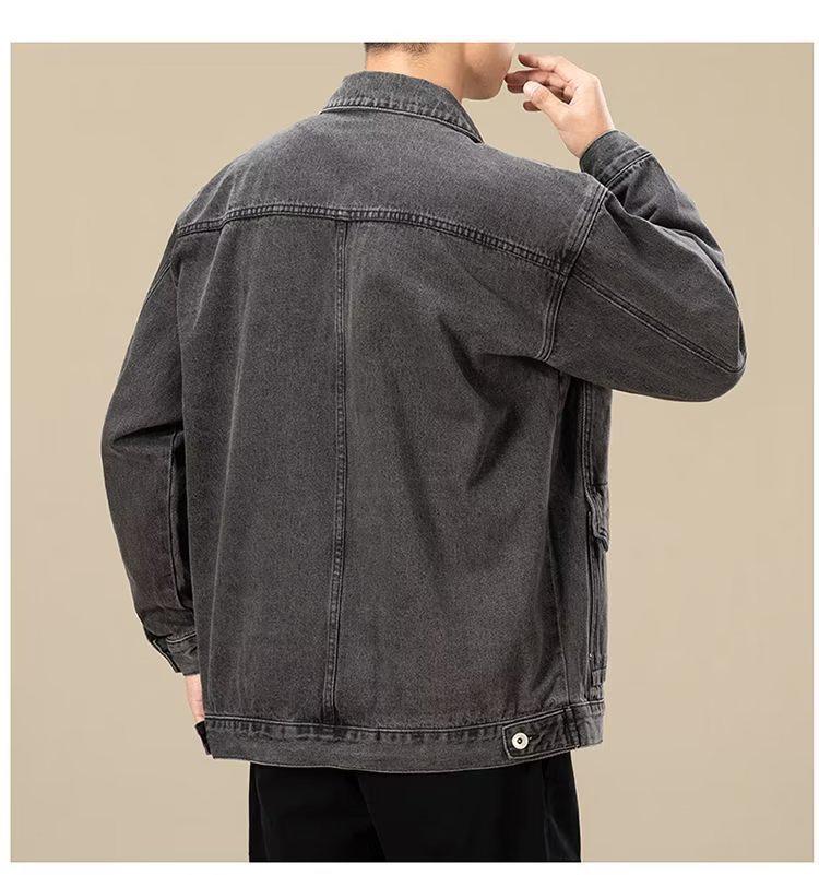 Men's 2026 Trendy Japanese Denim Jacket: Versatile, Loose-Fit, Multi-Pocket Workwear for Spring and Autumn