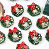 30pcs Mini Christmas Wreaths with Red Bows and Golden Bells - Plastic Holiday Decor for Christmas,Thanksgiving, New Year,Wedding