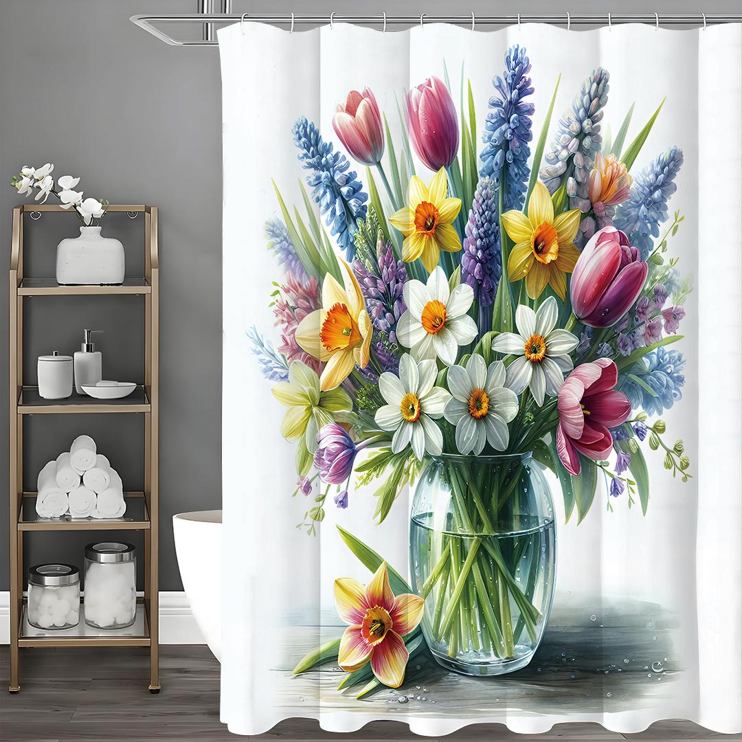 

Ваза Букет Цветочная Шторка для душа, Декоративная шторка для душа для ванной комнаты, Водонепроницаемая шторка для душа с крючками 90*180cm