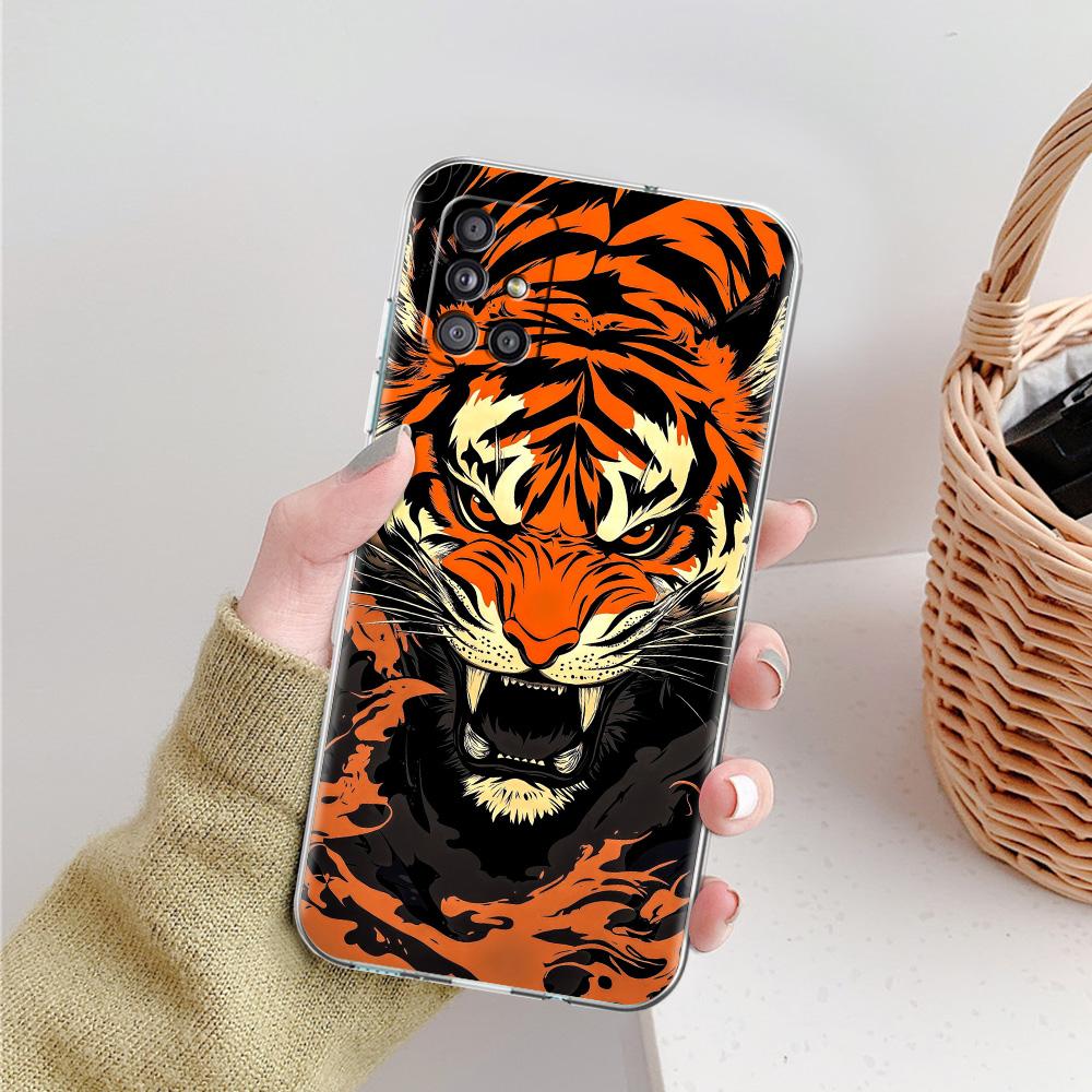 Phone Case For Samsung A15 A13 A35 A55 A51 A71 A41 A31 A21S A05 A17 A23 A25 A33 A53 A73 5G A07 4G Cover Cool Animal Tiger Lion
