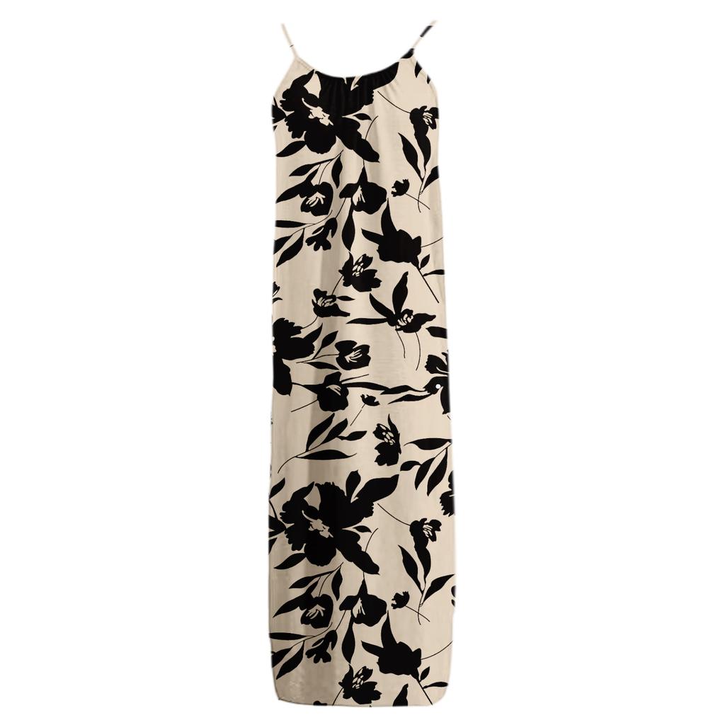Women’s Maxi Dress Sleeveless Spaghetti Strap Loose Fit Floral Print Casual Long Sundress for Summer Beach Vacation