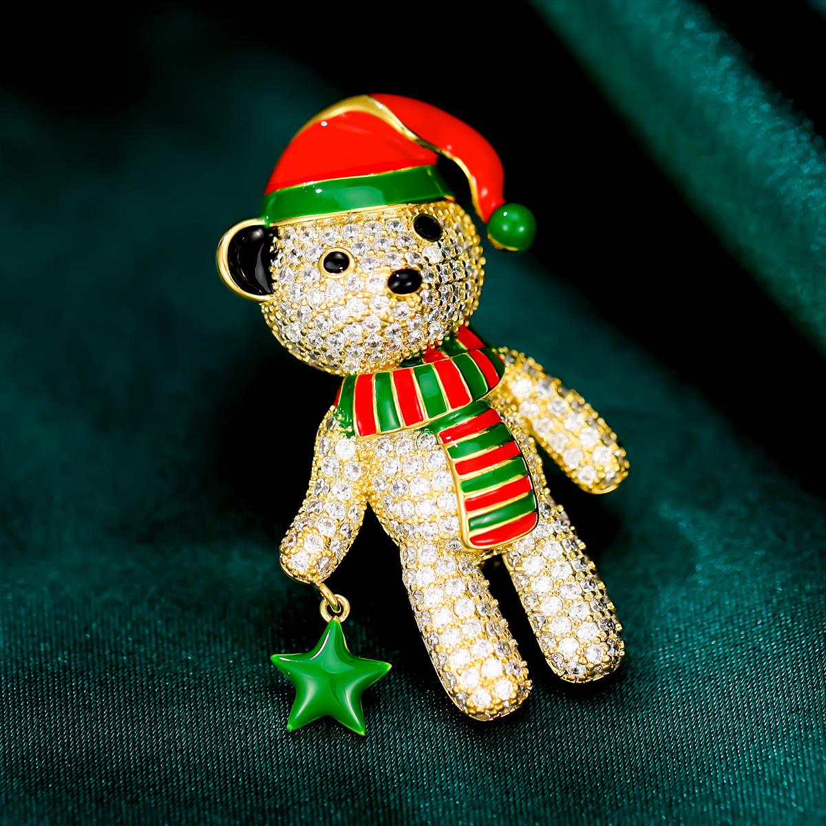 Милые Броши-Медведи Полностью из Страз Для Женщин Эмалевые Значки Медведи на Шляпу Рождественские Животные Броши-Булавки Подарки