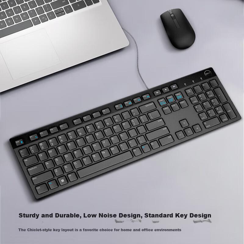 DELL KB216 Wired Business Office Keyboard Full-Size Silent USB Plug and Play Spill-Resistant Keyboard for Laptop Desktop (Black)
