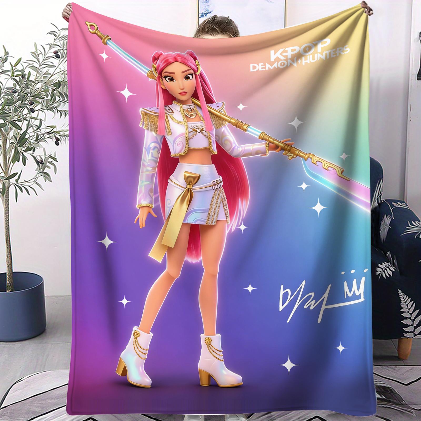 

KPop Printed Blanket Girls Boys Plush Throw Blanket Sofa Blankets Warm Birthday Gifts For Girls Huntrix Blankets 70x100cm