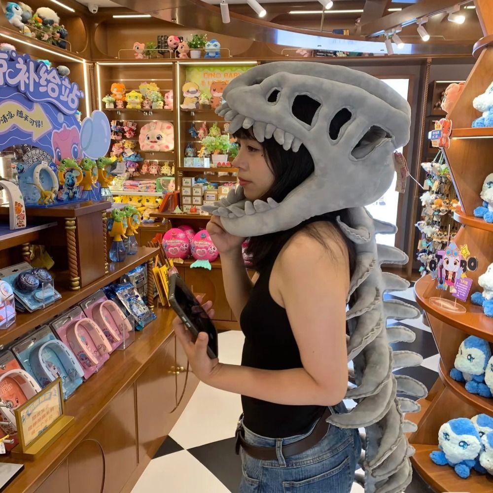 Wearable Funny Cosplay Headwear Exoskeleton Design Plush Dinosaur Costume  Carnival Event