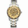 New Fashion Men's Mechanical Wrist Watches Golden Clouds Carved Skeleton Transparent Elegant Design Stainless Steel Wristwatches