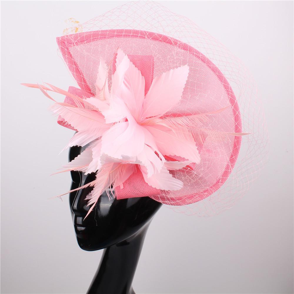 New European And American Style Deep Leather Pink Hair Accessories Mysterious Mesh Cover Headgear Gift Hat