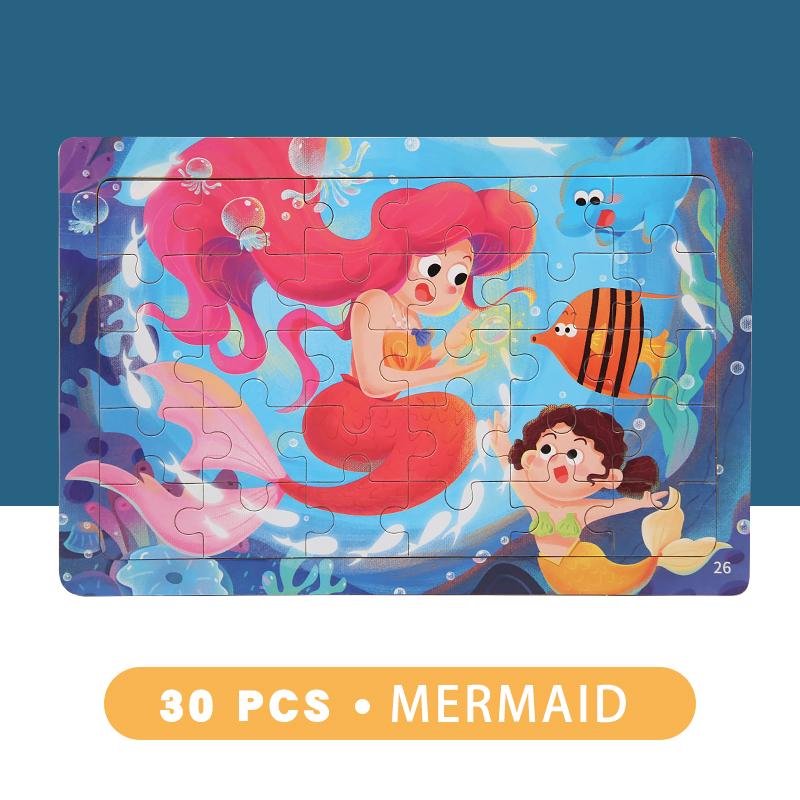 

Набор из 30 деталей Монтессо 3D-пазл Мультяшные животные Транспорт Пазл из дерева Игра Раннее обучение Развивающие игрушки Подарки для детей