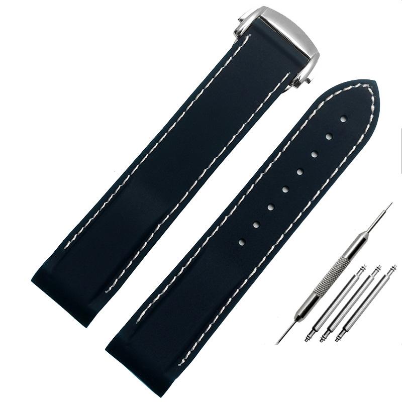 Bracelet de montre en caoutchouc et silicone Classic Arc, 20 mm/22 mm, compatible avec Omega Seamaster GMT Diver 300 Speedmaster Seiko Hamilton