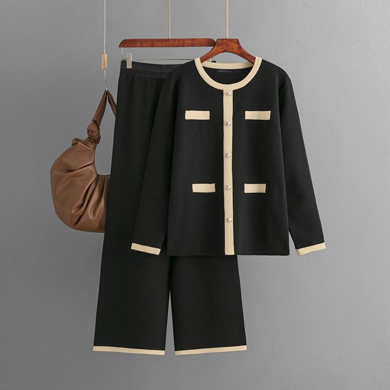 

ZANZEA Женская блузка с длинным рукавом и брюки повседневный комплект из двух частей S чёрный