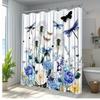 1Pc Floral Butterfly Shower Curtain With Elegant Dandelions & Blue Roses - Vibrant Forest Theme Bathroom Decor, Durable Polyeste
