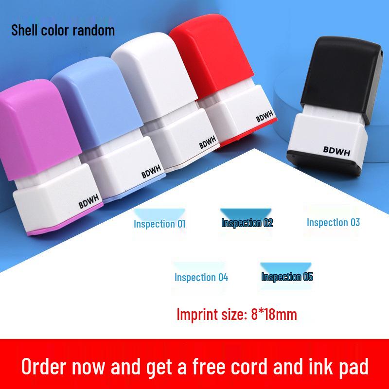 Medium QC Stamp: Auto-Inking, Employee & Pass Numbering, Inspection Approved.