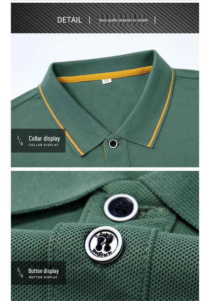 Men's Non-Iron Embroidered Short-Sleeve Polo Shirt - Casual Business Attire for Middle-Aged to Young Adults