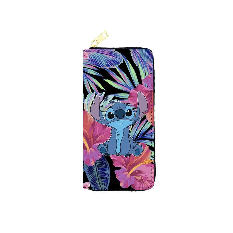 Cute Cartoon PU Leather Long Wallet for Students Single Zipper Coin Purse Makeup Bag Clutch 3pcs