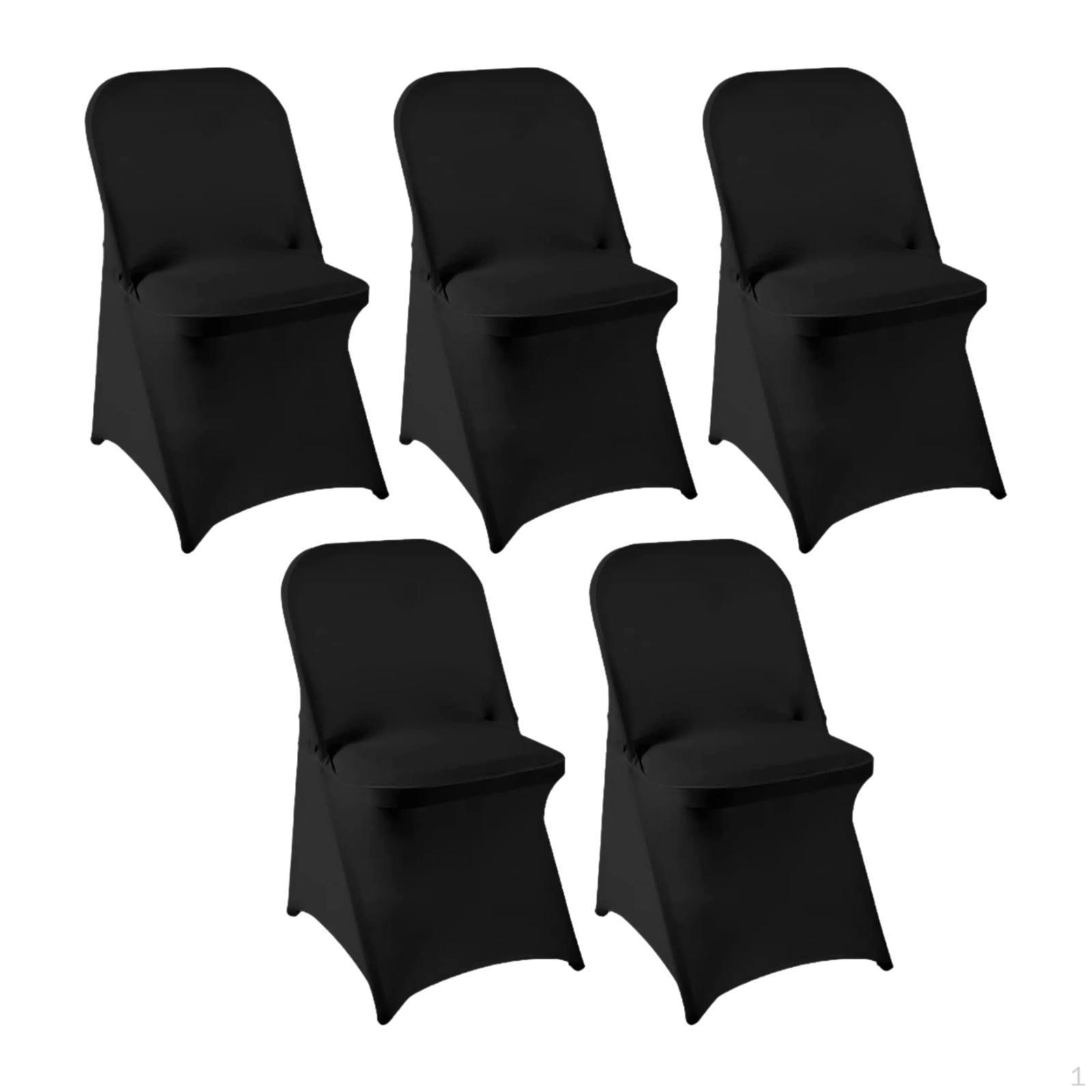 

5 Pieces Spandex Folding Chair Covers Slipcovers Protector for Decoration чёрный