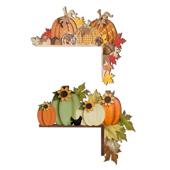 Autumn Pumpkin Door Corner Decoration Maple Pinecone Pumpkin Wooden Door