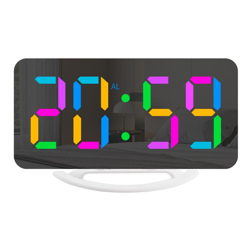 LED Mirror Alarm Desk & Table Clock Led RGB Alarm Clock for Office Home Digital Table Led Clock белый