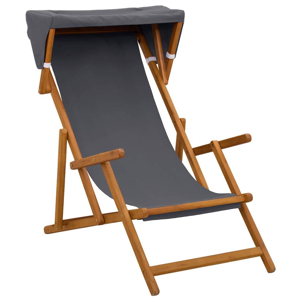Lounge Chair 2 pcs 3 Position Solid Eucalyptus Wood Grey