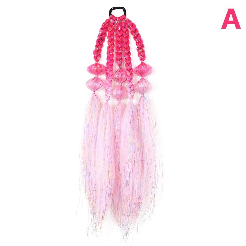 26Inch Synthetic Colored Long Lantern Bubble Braid Ponytail Hair Extension Elastic Rubber Bands Hairpiece For Women