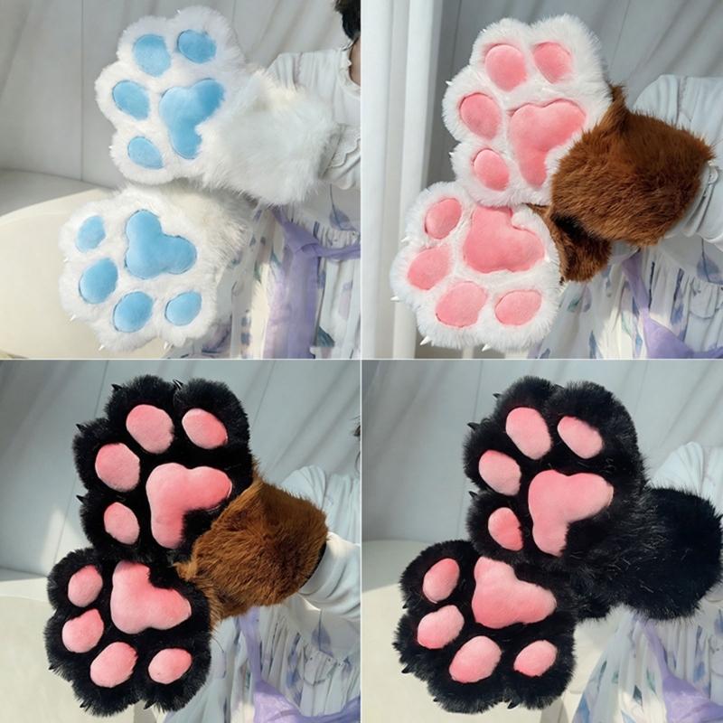 Furry Cats Paws Gloves With Realistic Design And Soft Inner Lining For Cosplay And Daily Wear Anime Event Fursuit Props