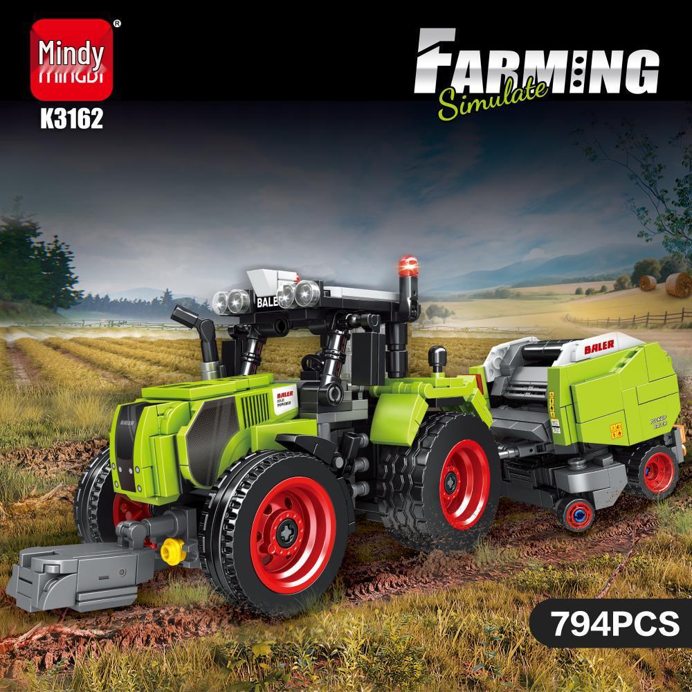 Mindi Grass Harvester for LEGO-Compatible Farmer Tractor Toy