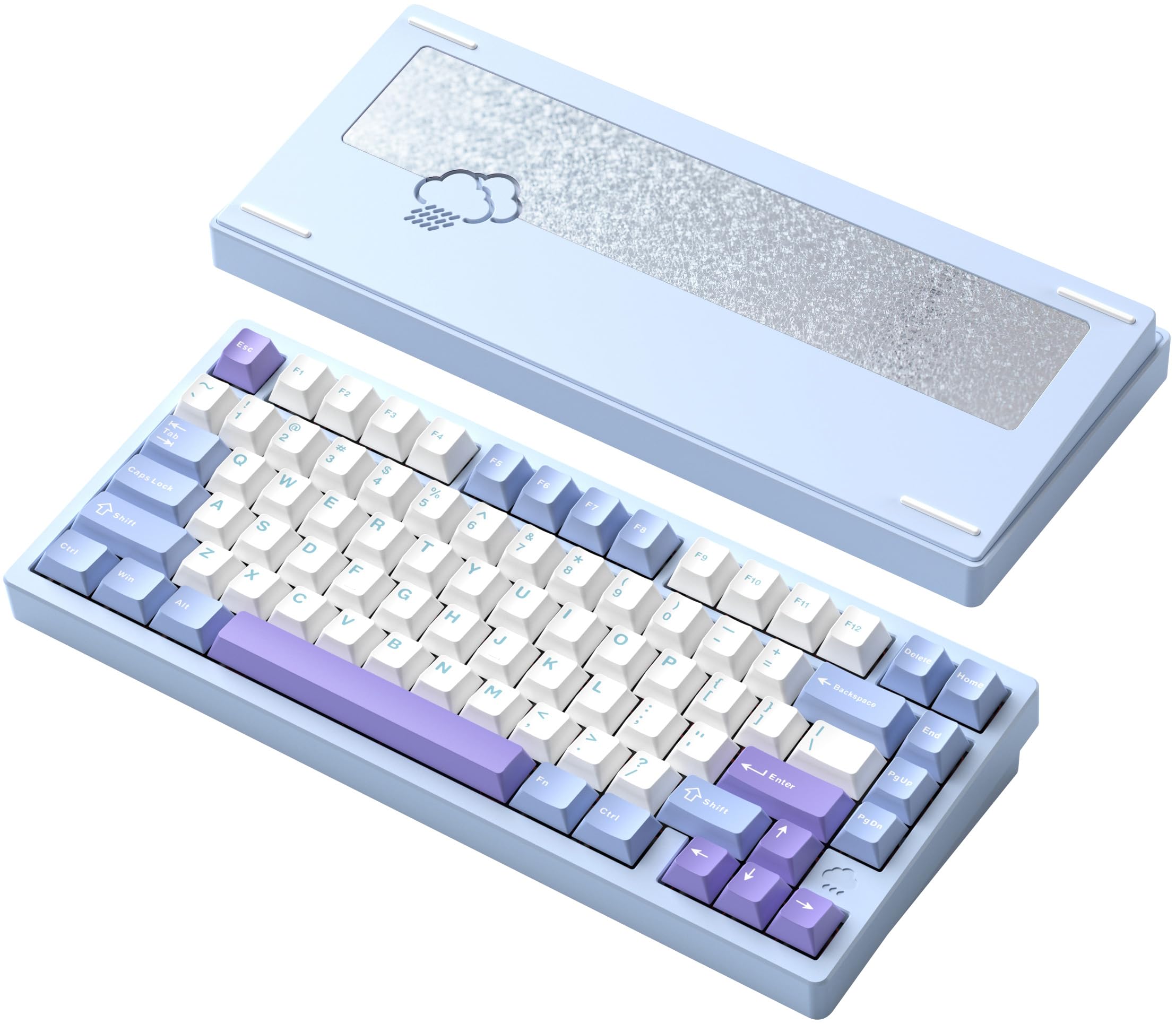 

WOBKEY Rainy 75 Keystroke Mechanical Keyboard with OS Hot Swap and VIA Customizable Gasket Aluminum RGB Backlight Blue Keyboard Rain-like Sound,