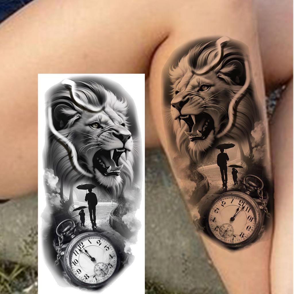 1 Sheet Realistic Lion Owl Tiger Temporary Tattoos Waterproof Long Lasting Fake Tattoo Sticker For Men Women Adults Temp Tatoos