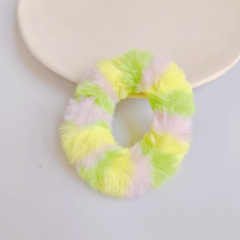 

Радужная 7 см плюшевая резинка для волос из искусственного кроличьего меха - Коллекция Осень/Зима - Многоцветный аксессуар для волос для женщин