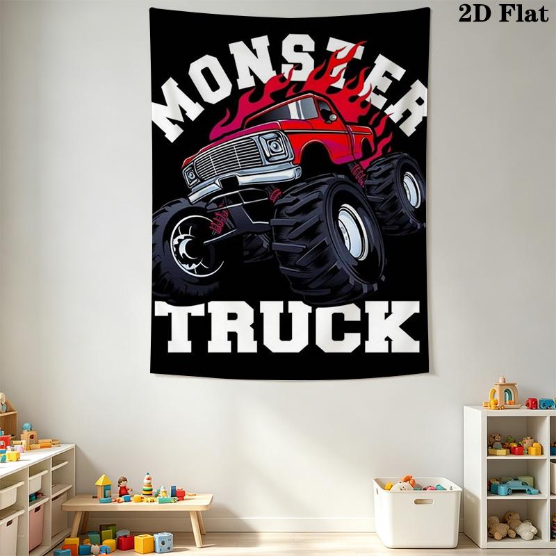 Monster Truck Pattern Home Decor Tapestry, Wall Hanging, Decorative RV Wall Cloth.MGT0918252