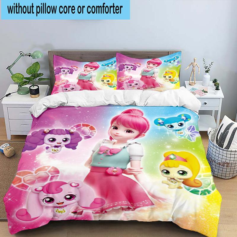 Heartsping Doll And Friends Fantasy 3pcs Bedding,Including 1pc Duvet Cover And 2pcs Pillowcases Perfect for Christmas,Ideal for Bedroom, Dormitory