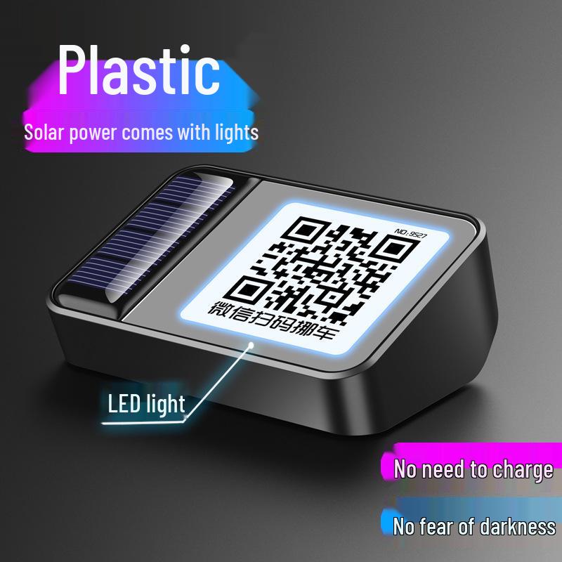 Velká slitinová dočasná parkovací karta s ukrytým QR kódem pro skenování WeChat a zobrazení telefonního čísla