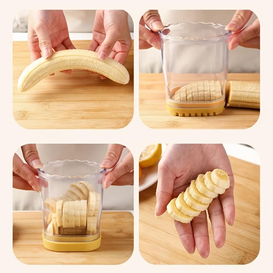 1pc Stainless Steel Fruit Slicer, Multifunctional Strawberry Slicer & Vegetable Chopper with Manual Pusher, Rectangular Blade, Container Included