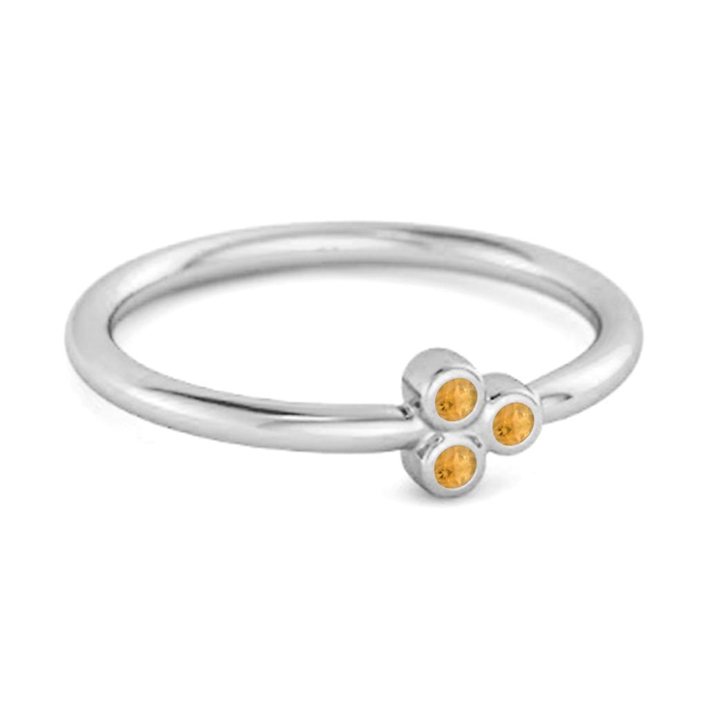 Citrine Three Stone Modern Trio Ring- 925 Sterling Silver