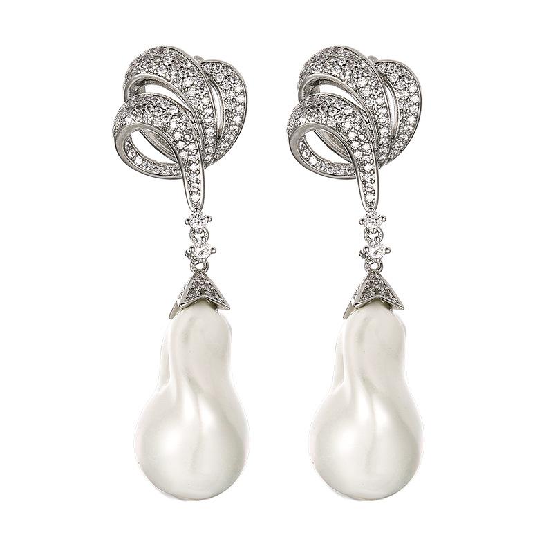 Jewelry Stud Earrings Geometric Imitation Pearl Baroque Jewelry High Sense Light Luxury Women
