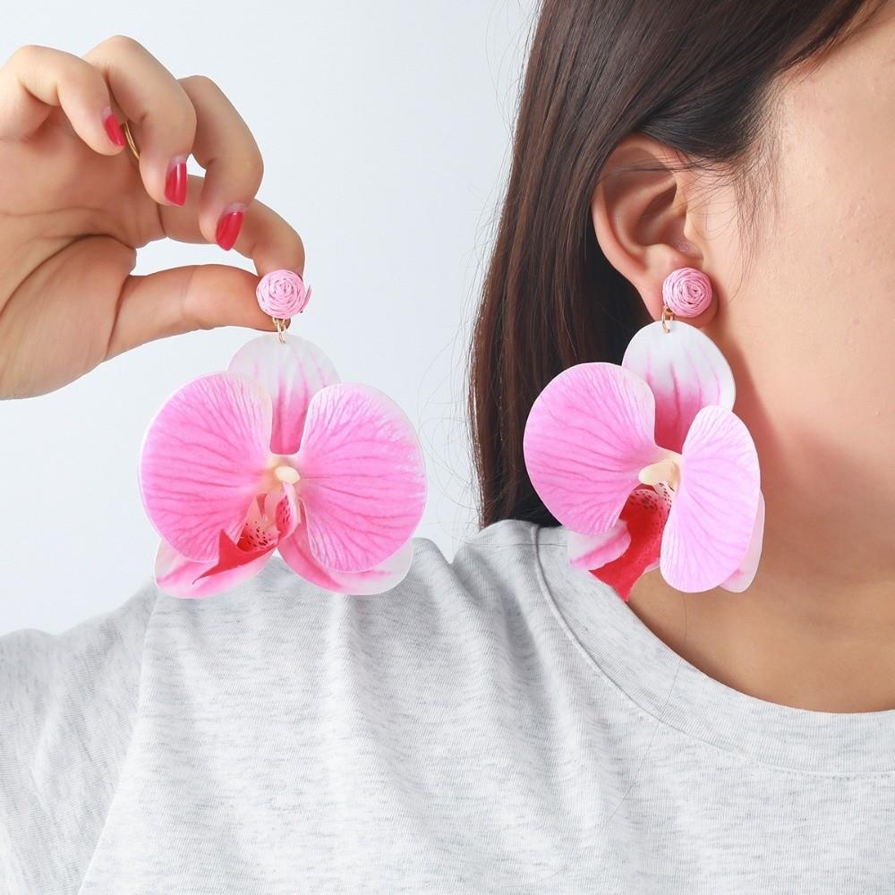 Korean Style Butterfly Orchid Earrings Simulated Flower Flower Drop Earrings Flower Earrings  Gift