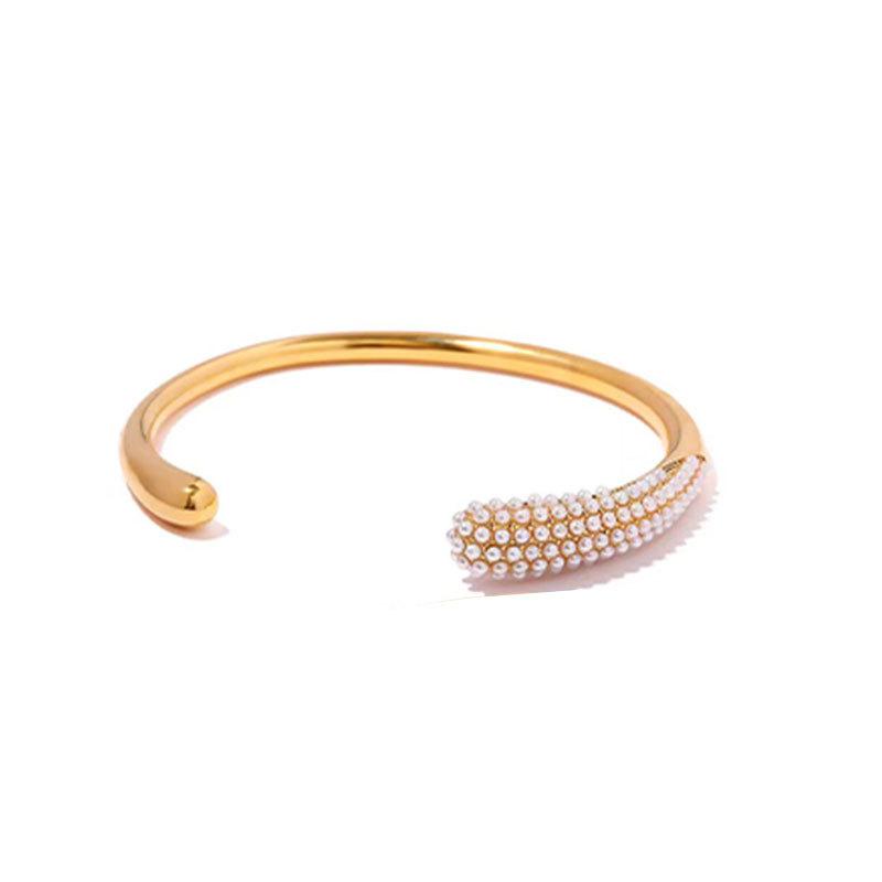 Super Flash Full Diamond Pearl Opening Bracelet Fashionable Versatile Bracelet High-End Women'S Light Luxury Niche Jewelry