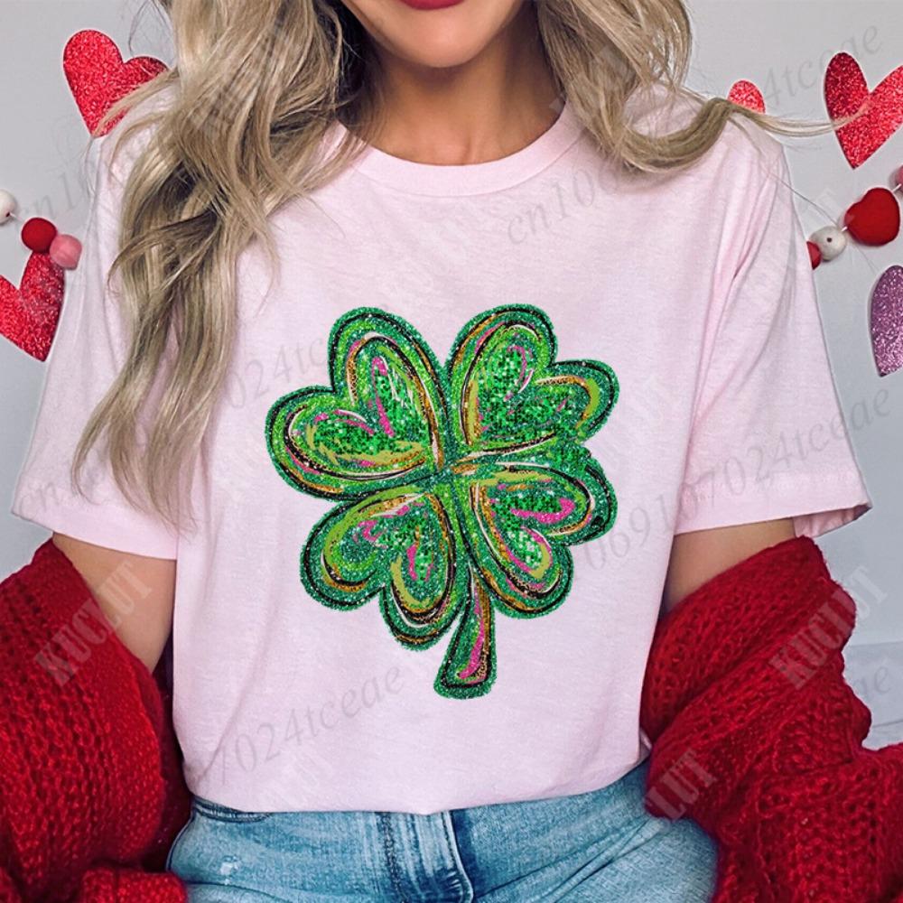 Day Shamrock Women T-Shirts Fashion Lucky Graphic Y2k Tops Hip Hop Streetwear Casual Harajuku Female Clothing