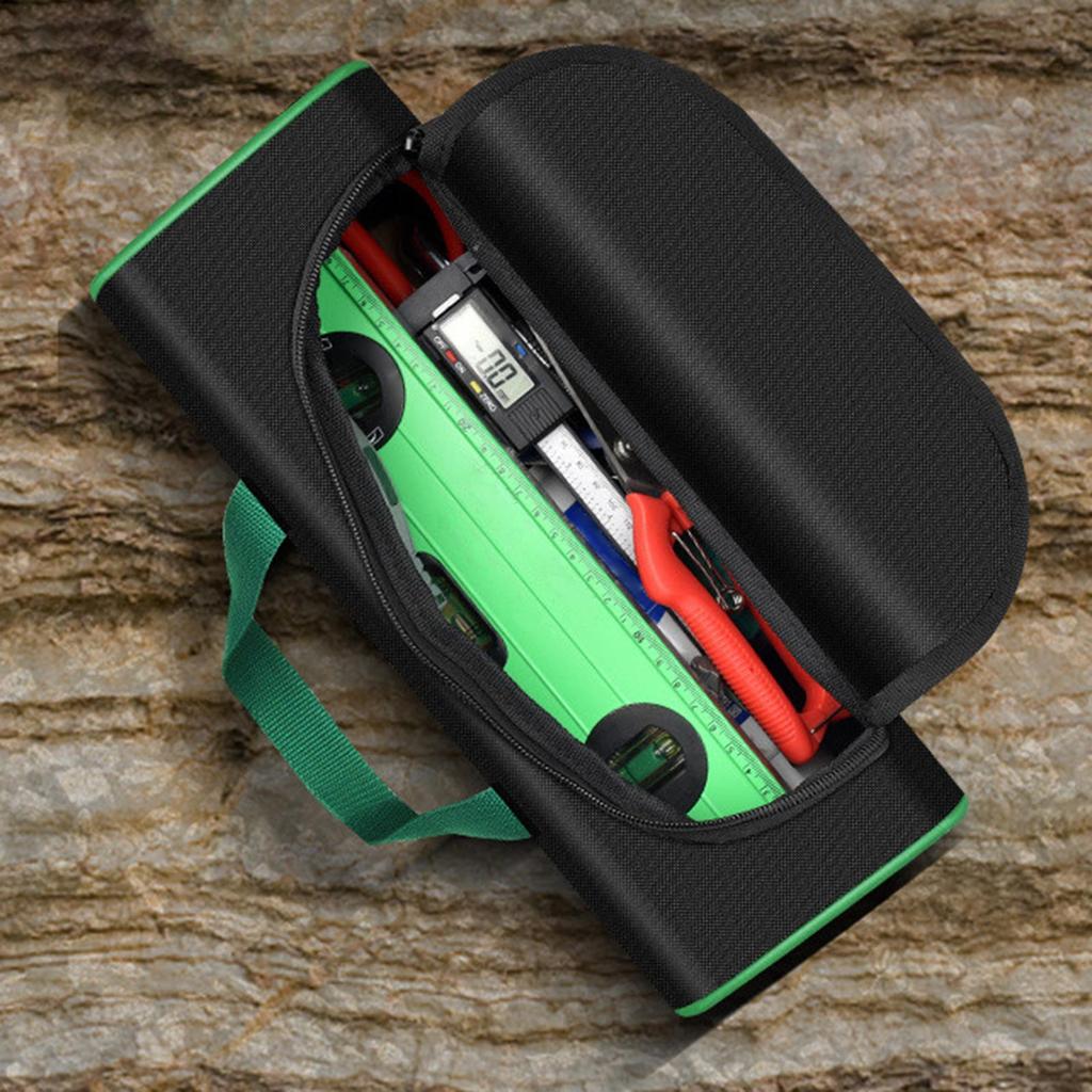 Geantă Portabilă Ușoară pentru Depozitare Electrician Organizatoare de Scule Pânză Oxford Verde pentru Meseriași Gestionare Eficientă a Sculelor