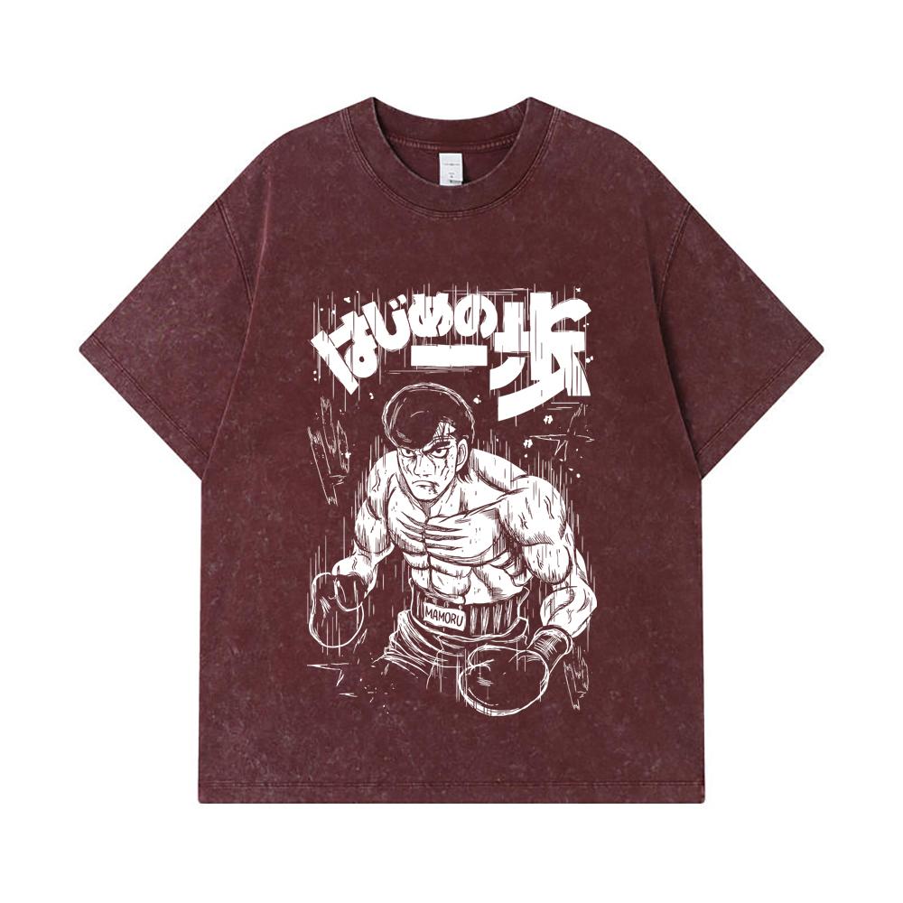 275 GSM Washed T-shirts 100% Cotton Hajime No Ippo V6 Mamoru Print Unisex Heavy Cotton T Shirt