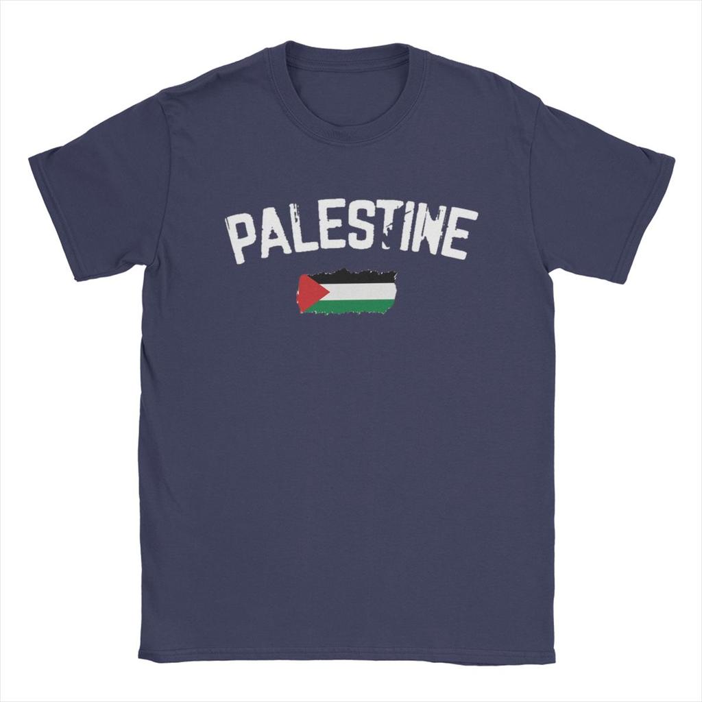 Herren Palästina Flagge T-Shirts Baumwolle Oberteile Freizeit Kurzarm Rundhals T-Shirt Große Größe T-Shirts