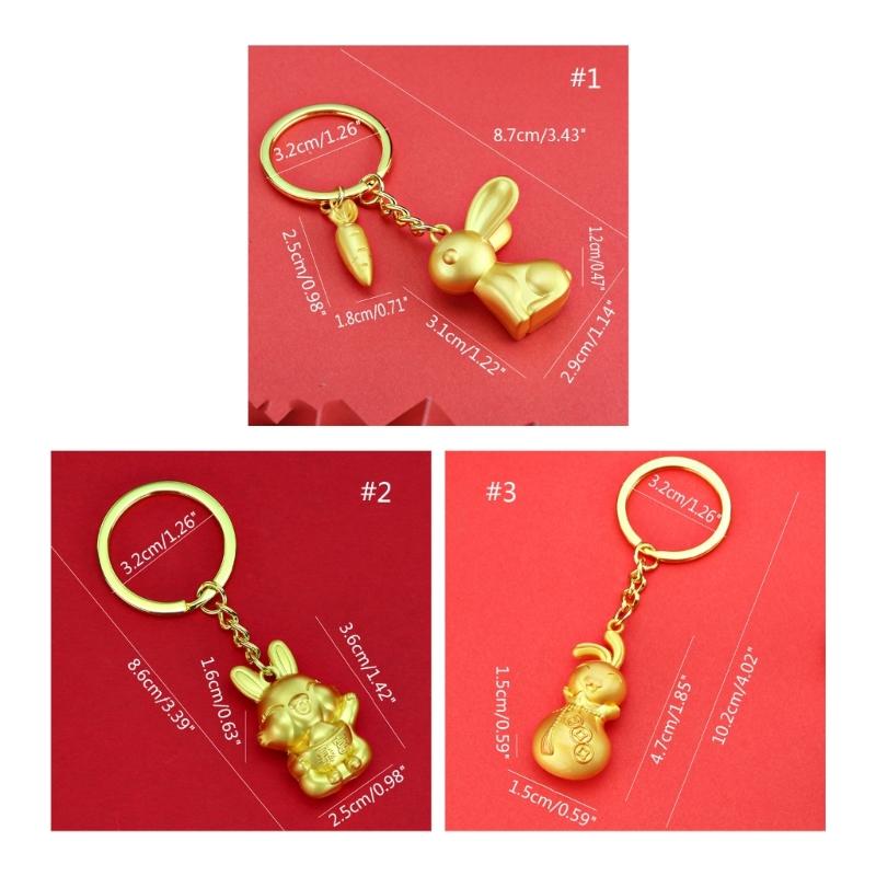 Golden-Rabbit Keychain Women Bag Pendent Car Keyring Lucky Rabbit Amulet-Jewelry Gifts Chinese New Year Mascot Zodiac