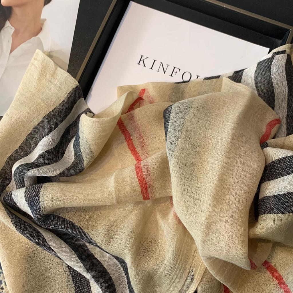 Wool Scarf Women'S Spring And Autumn British Versatile Plaid Silk Scarf Thin Long Scarf Warm Large Shawl