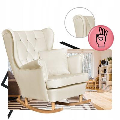 Armchair Wingback Eco Leather Rocking Gaja Scandinavian Family Furniture Beige Cream