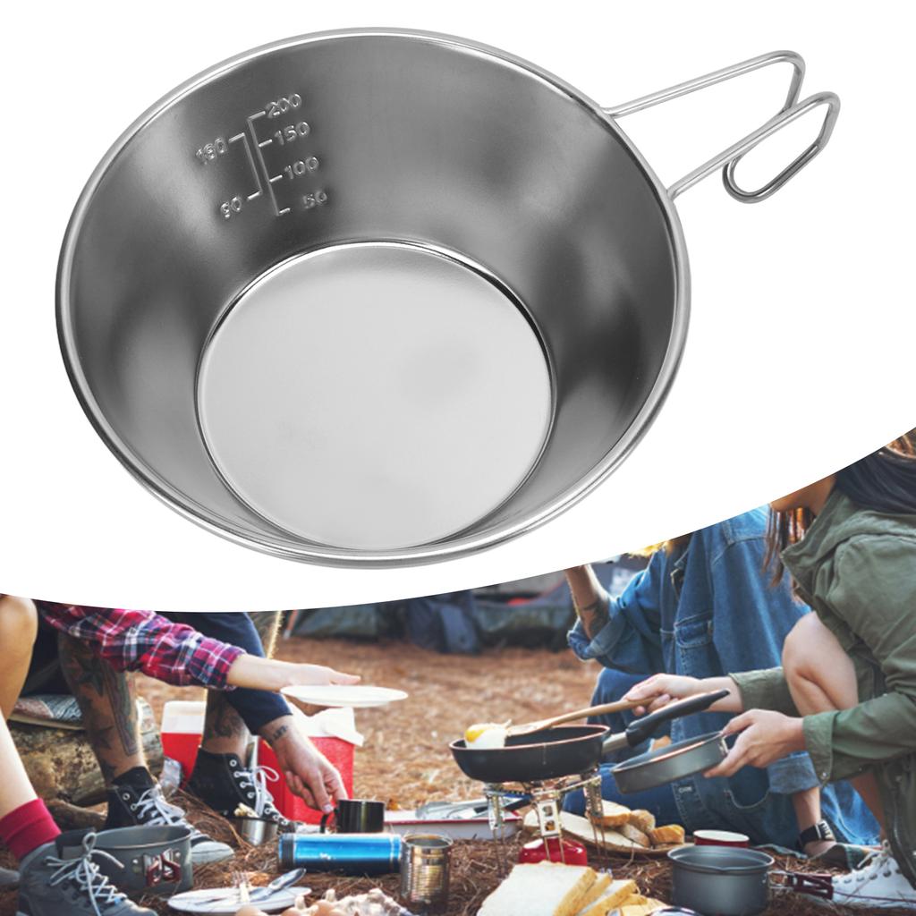 Stainless Steel Camping Sierra Cup Stackable Portable Stainless Steel Sierra Cup with Scale and Handle 310ml